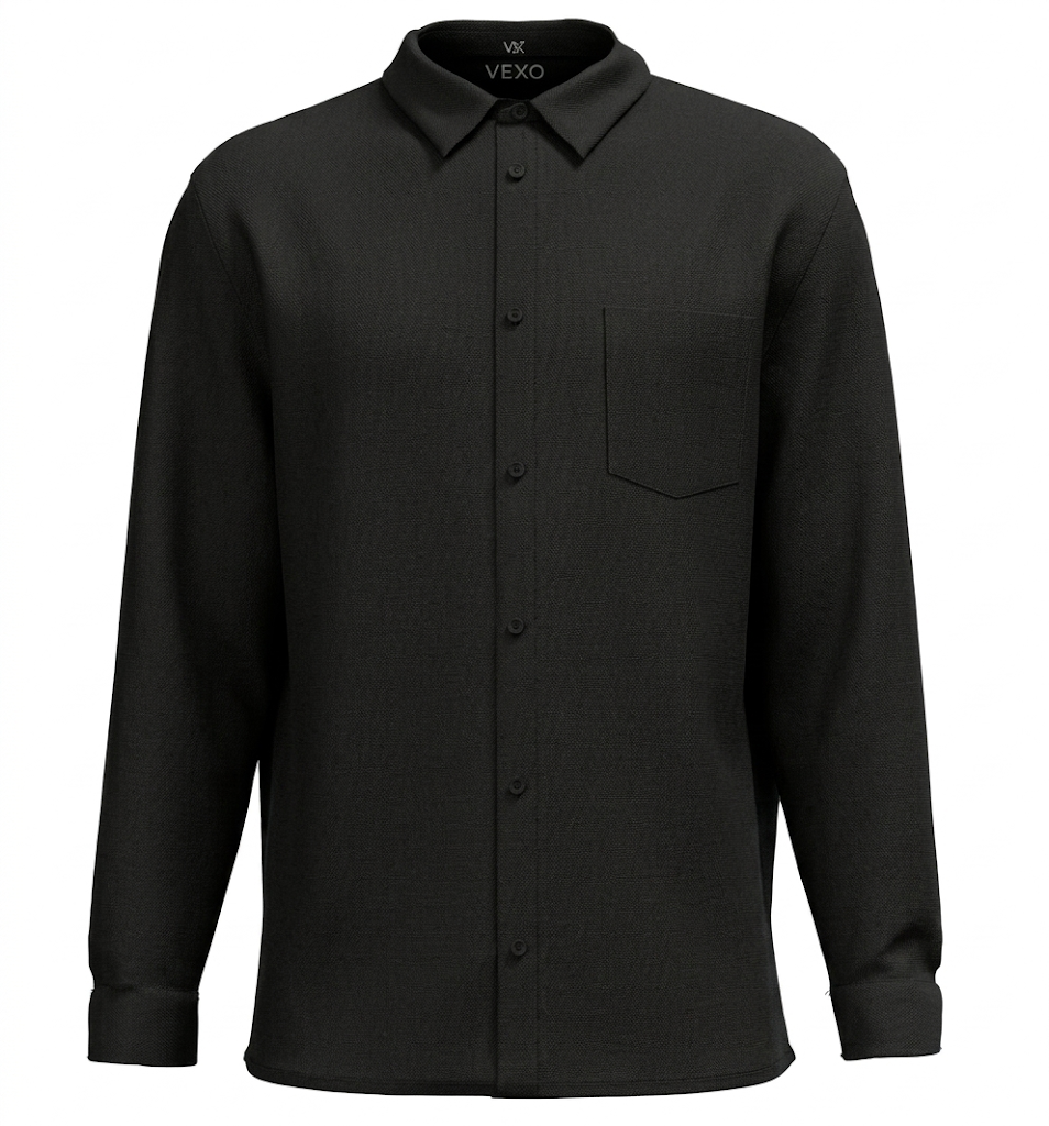 Camisa de Algodón Premium con Estampado Completo y Bolsillo para Hombre