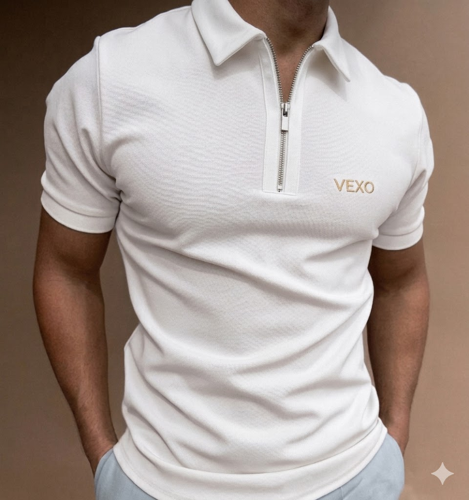 Polo de Hombre con Manga Corta y Cuello de Cremallera