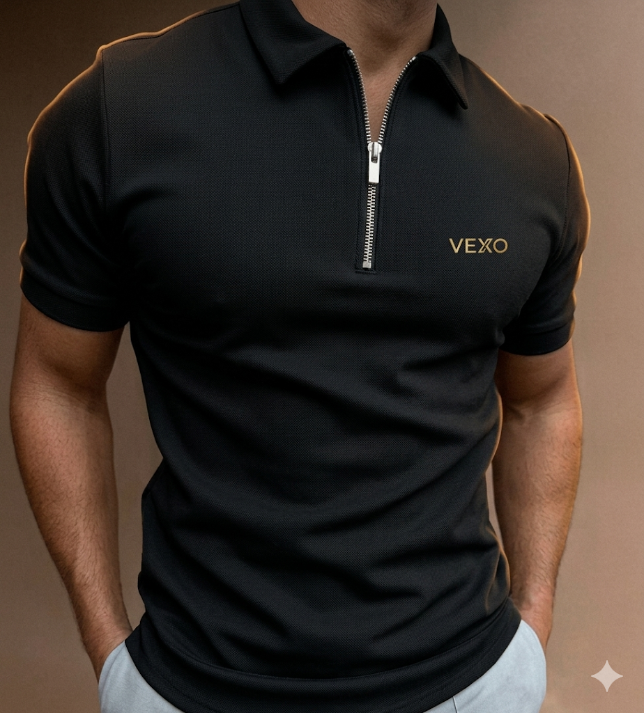 Polo de Hombre con Manga Corta y Cuello de Cremallera