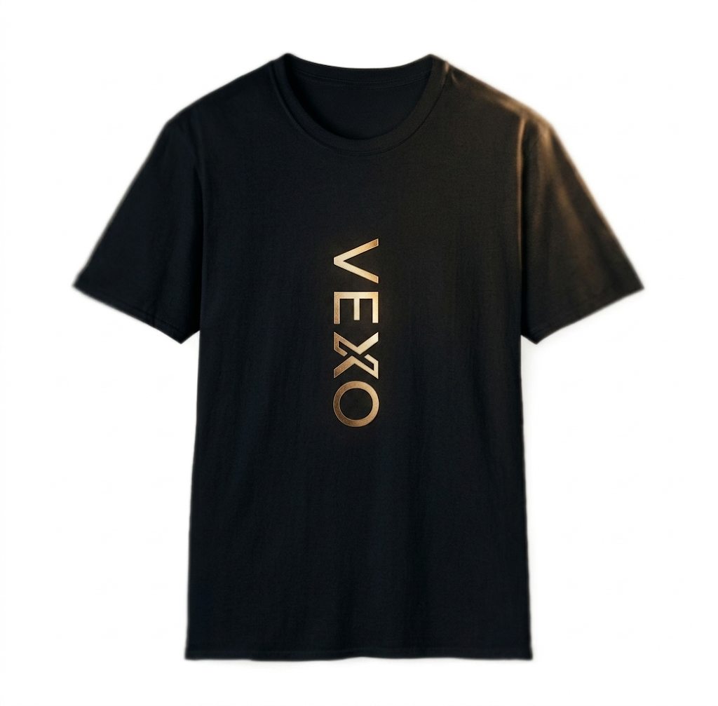 Camiseta de Hombre con Estampado | Diseño Logo Vertical Dorado