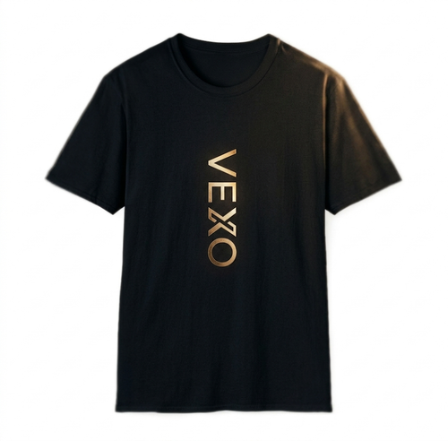 Camiseta de Hombre con Estampado | Diseño Logo Vertical Dorado