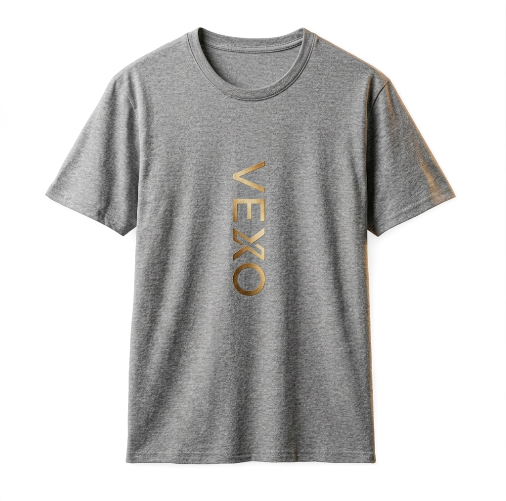 Camiseta de Hombre con Estampado | Diseño Logo Vertical Dorado