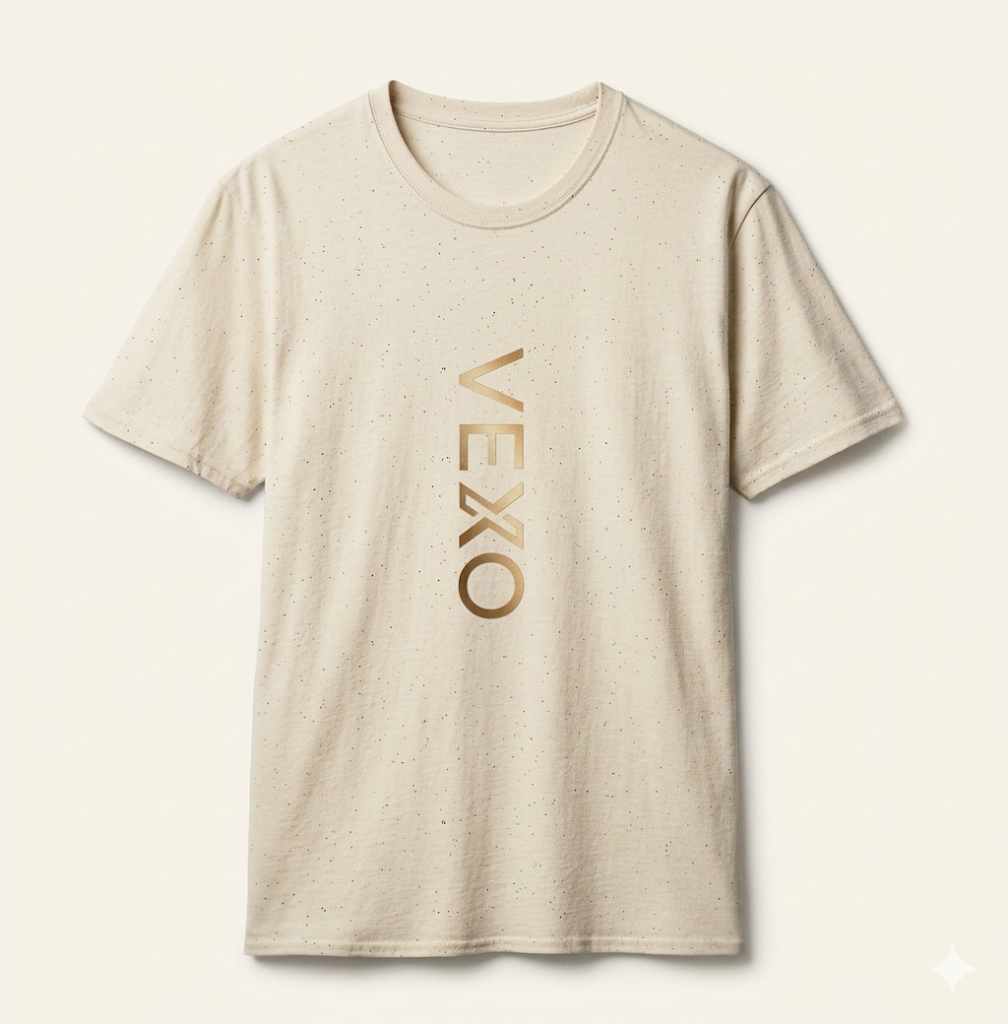 Camiseta de Hombre con Estampado | Diseño Logo Vertical Dorado