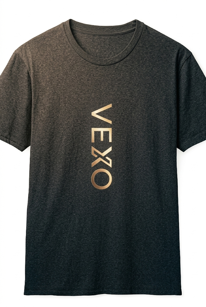 Camiseta de Hombre con Estampado | Diseño Logo Vertical Dorado