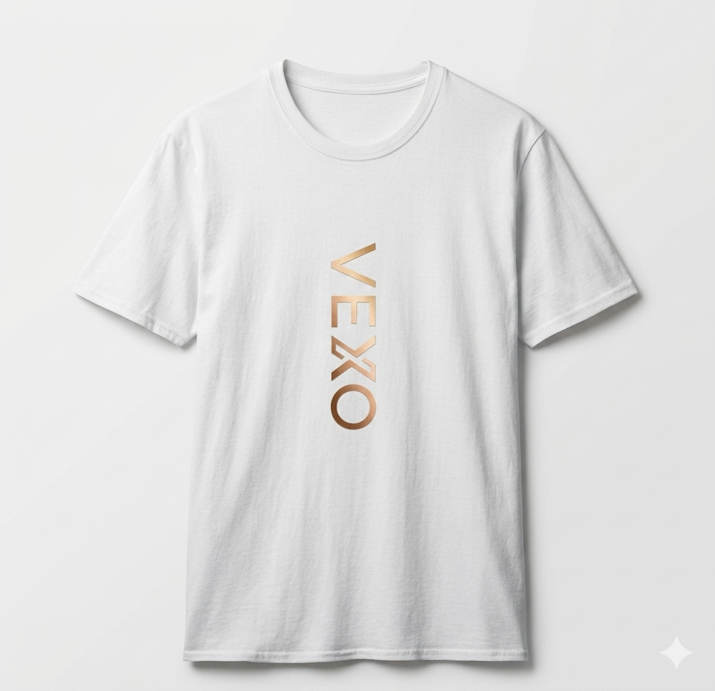 Camiseta de Hombre con Estampado | Diseño Logo Vertical Dorado