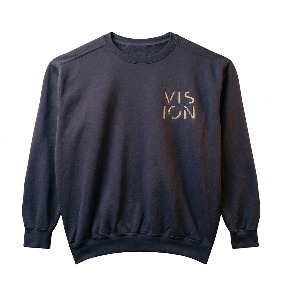 Sudadera Minimalista con Logo 'VISION' Bordado en Oro